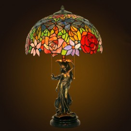 16 Inch Rose Stained Glass Table Lamp