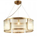 6 Light Retro Rustic Luxury Brass Chandelier with Glass Shade