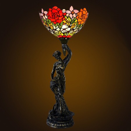 Rose Stained Glass Table Lamp