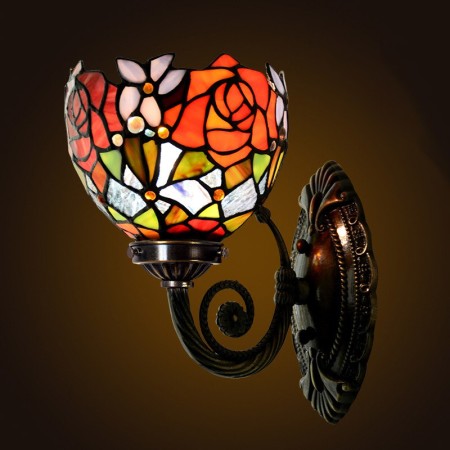 1 Light Rose Stained Glass Wall light