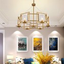 6 Light Retro Rustic Luxury Brass Chandelier with Glass Shade