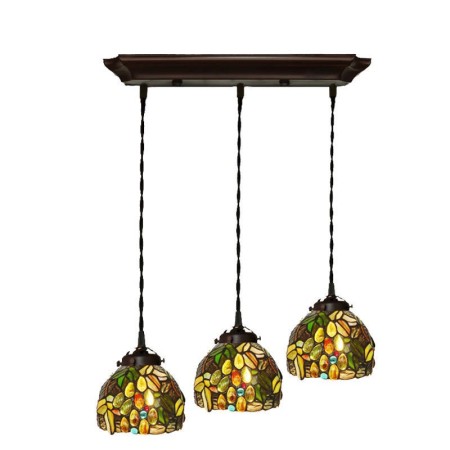 Grape 3 Light Stained Glass Pendant Light