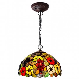 12 Inch Rural Grape Stained Glass Pendant Light