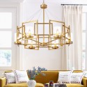 6 Light Retro Rustic Luxury Brass Chandelier with Glass Shade