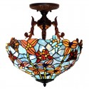 16 Inch Rural Butterfly Stained Glass Chandelier