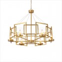 6 Light Retro Rustic Luxury Brass Chandelier with Glass Shade