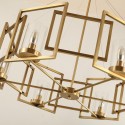 6 Light Retro Rustic Luxury Brass Chandelier with Glass Shade