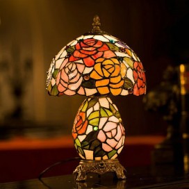 8 Inch Rose Stained Glass Table Lamp