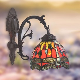 7 Inch Rural Retro Dragonfly Stained Glass Wall light