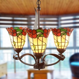 3 Light Rural Chandelier Stained Glass Chandelier