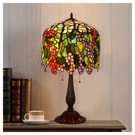 Retro Grape Round Stained Glass Table Lamp