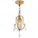 1 Light Retro Rustic Luxury Brass Chandelier with Crystal Shade