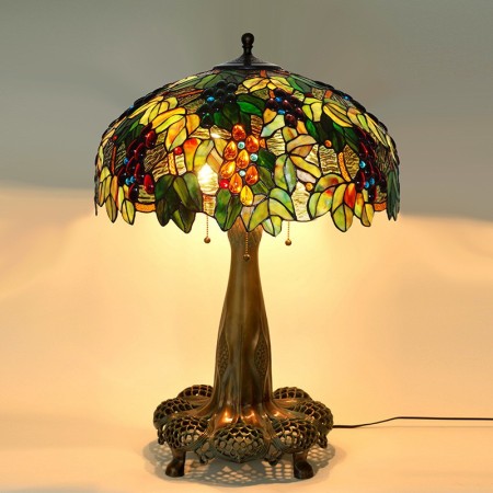 20 Inch Grape Stained Glass Table Lamp