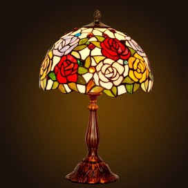 12 Inch Rose Stained Glass Table Lamp