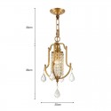 1 Light Retro Rustic Luxury Brass Chandelier with Crystal Shade