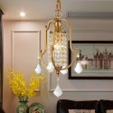 1 Light Retro Rustic Luxury Brass Chandelier with Crystal Shade