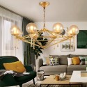 6 Light Retro Rustic Luxury Brass Chandelier with Glass Shade