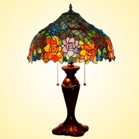 17 Inch Butterfly Rose Stained Glass Table Lamp