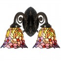 Retro 2 Light Stained Glass Wall light