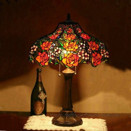 16 Inch Rose Stained Glass Table Lamp