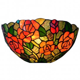 Round Rose Stained Glass Wall light