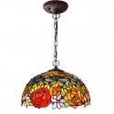 16 Inch 1 Light Rose Stained Glass Pendant Light