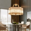 5 Light Retro Rustic Luxury Brass Chandelier with Glass Shade