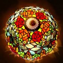 16 Inch 1 Light Rose Stained Glass Pendant Light