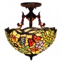 16 Inch Butterfly Stained Glass Pendant Light