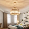 5 Light Retro Rustic Luxury Brass Chandelier with Glass Shade