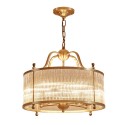 5 Light Retro Rustic Luxury Brass Chandelier with Glass Shade