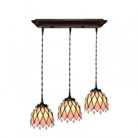 3 Light Baroque Stained Glass Pendant Light