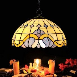 16 Inch Mediterranean Style Stained Glass Pendant Light