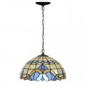 16 Inch Mediterranean Style Stained Glass Pendant Light
