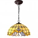 16 Inch Mediterranean Style Stained Glass Pendant Light