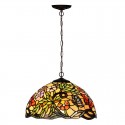 16 Inch Rural Butterfly Stained Glass Pendant Light