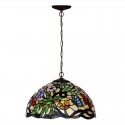 16 Inch Rural Butterfly Stained Glass Pendant Light