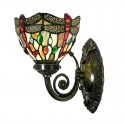 7 Inch Retro 1 Light Dragonfly Stained Glass Wall light
