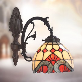 7 Inch Baroque 1 Light Stained Glass Wall light