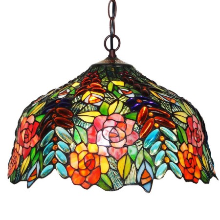 16 Inch 1 Light Stained Glass Pendant Light