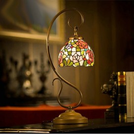 7 Inch Rose Stained Glass Table Lamp