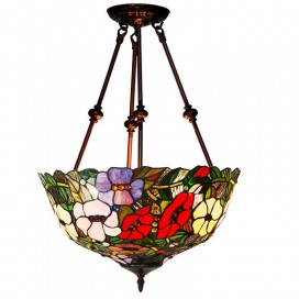 16 Inch Rural Rustic Stained Glass Pendant Light