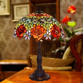 18 Inch Rose Stained Glass Table Lamp