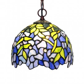 8 Inch Rural Wisteria Stained Glass Pendant Light