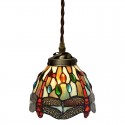 7 Inch Dragonfly Stained Glass Pendant Light