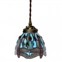 7 Inch Dragonfly Stained Glass Pendant Light