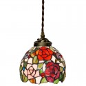 7 Inch Rural Rose Stained Glass Pendant Light