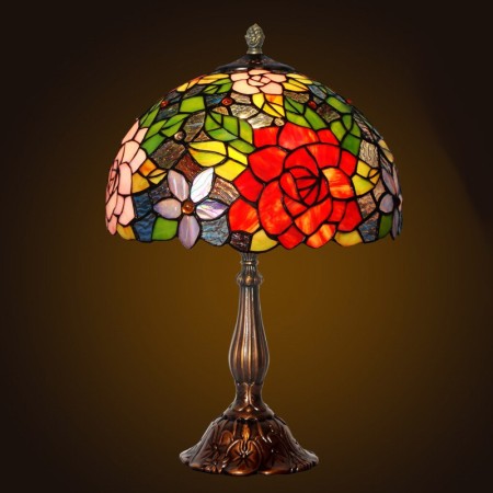 12 Inch Rose Stained Glass Table Lamp