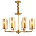 8 Light Retro Rustic Luxury Brass Chandelier with Glass Shade