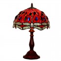 12 Inch Retro Red Dragonfly Stained Glass Table Lamp